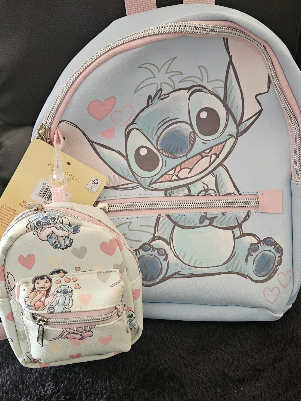Disney Stitch Blue & Pink Stitch Character Backpack with Mini Coin Purse